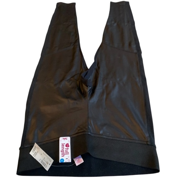 NWT Black Two-Tone Faux Leather Full Length Skinny Leggings Justice Brand Size M - Picture 6 of 11